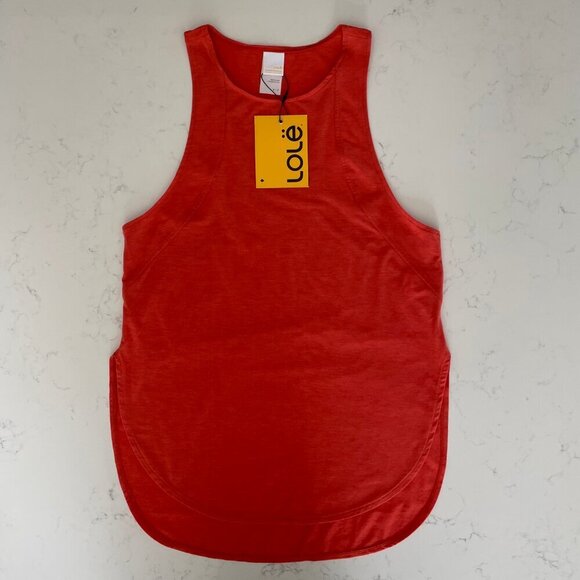 Lole Performance Wool Racer Back Hi Low Tank Top Paprika Orange Sz S NWT - Picture 13 of 13